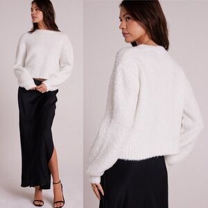 Bella Dahl Long Sleeve Crew Sweater - Winter White Long Sleeve Oversized Size M